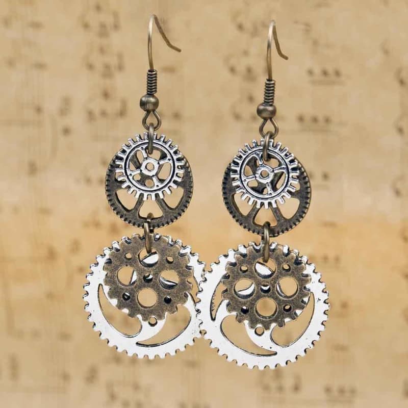 Boucle d'oreille Femme Pendante Fantaisie - Steampunk Gears