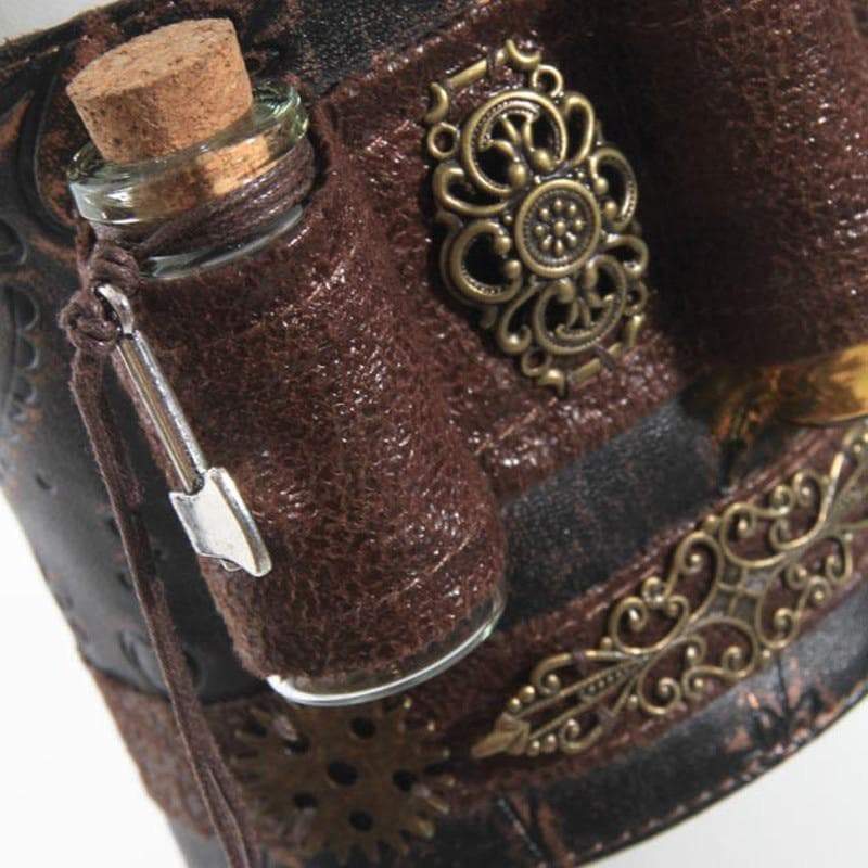 Porte Fioles Cuir - Brassard Steampunk