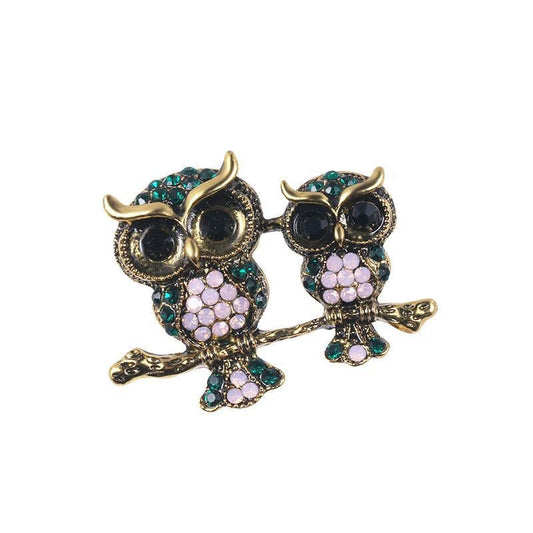 Broche Steampunk - Deux Chouettes