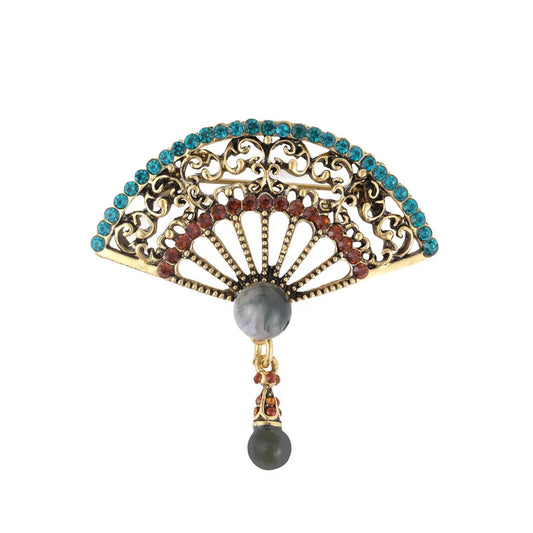 Broche Fantaisie Vintage- Eventail-Passion Steampunk