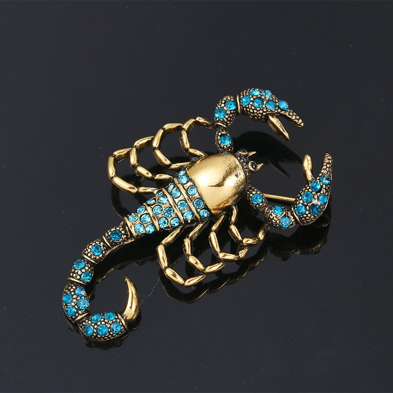 Broche Steampunk - Scorpion Bleuté