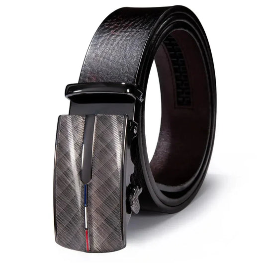 Ceinture Noire Boucle Argent - Style Steampunk