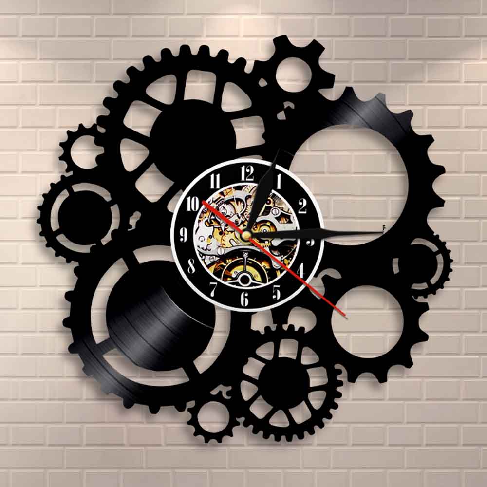 Horloge Steampunk - Vinyle Noire