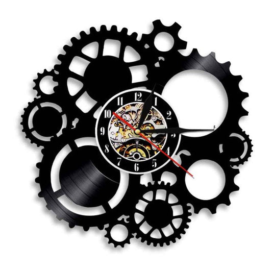 Horloge Steampunk - Vinyle Noire