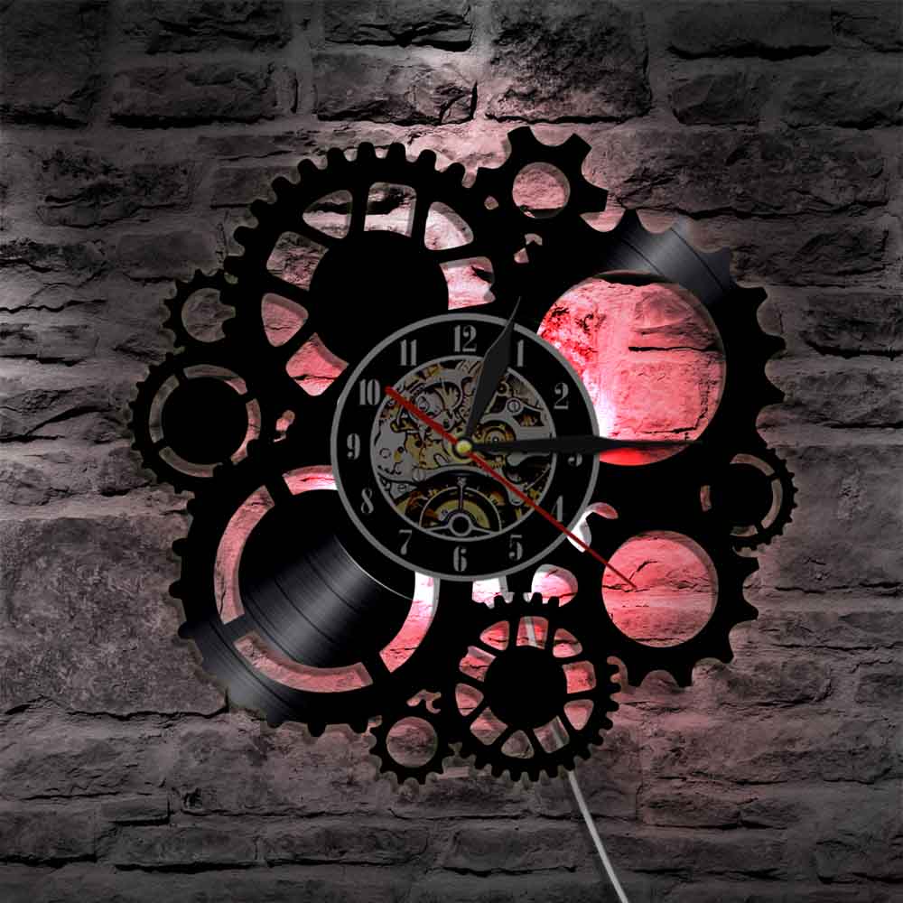 Horloge Steampunk - Vinyle Noire