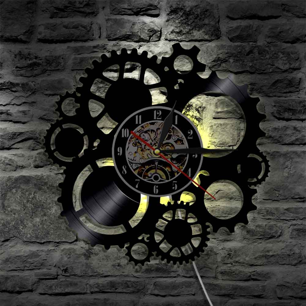 Horloge Steampunk - Vinyle Noire