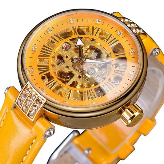 Montre Squelette - Jaune