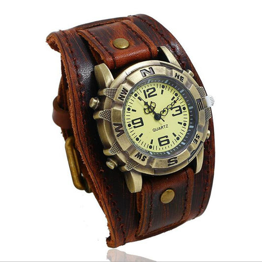 Montre Homme Cuir Marron Vintage - Jean Mermoz-Passion Steampunk