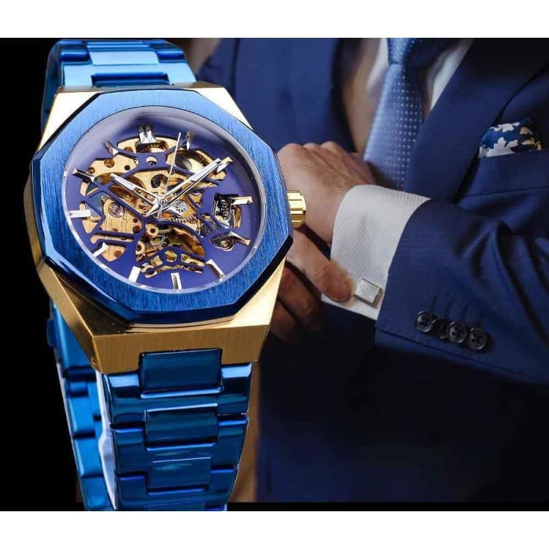 Montre Squelette Bleu - Steampunk Sapphire