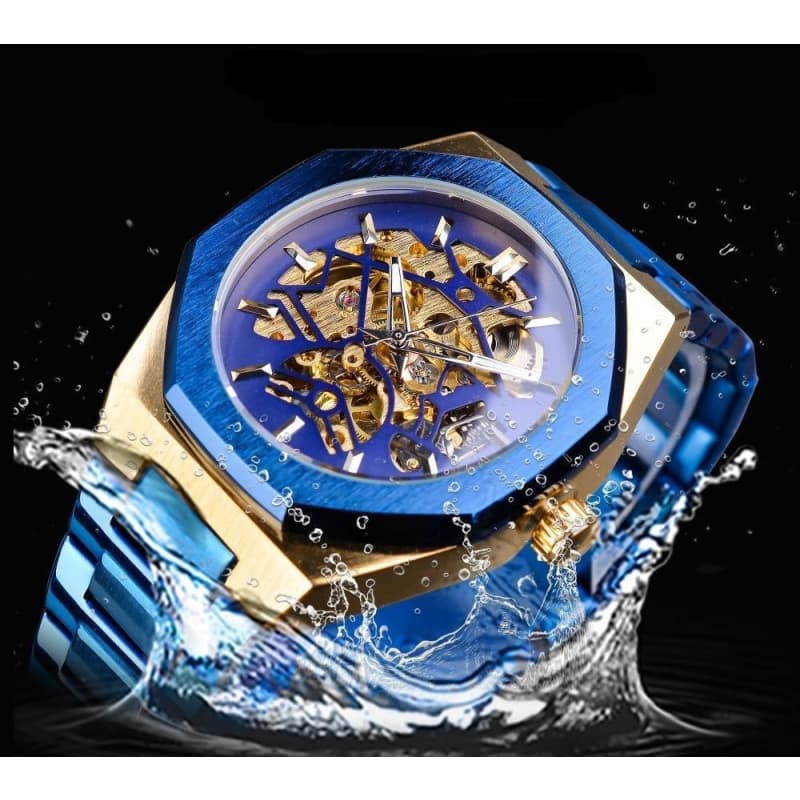 Montre Squelette Bleu - Steampunk Sapphire