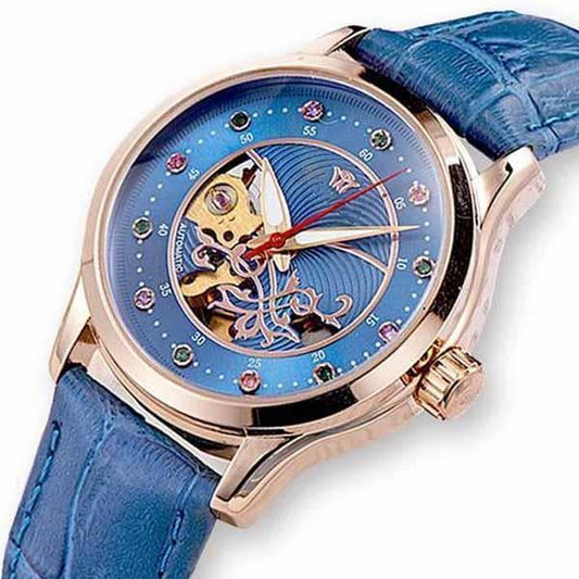 Montre Squelette Femme Bleue