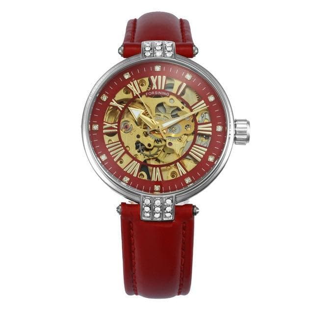 Montre Automatique Squelette Femme - Rouge