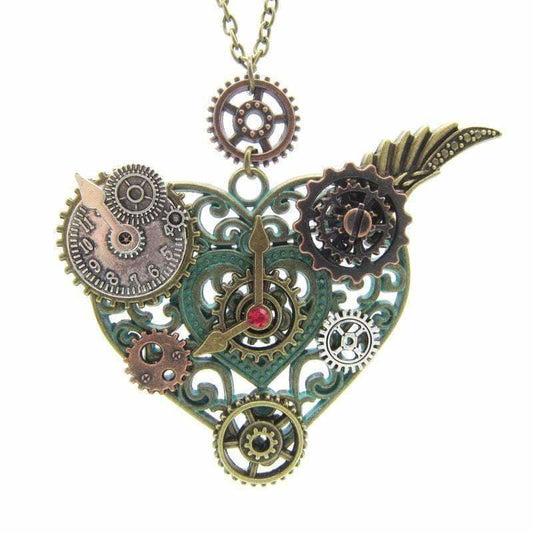 Pendentif Coeur Steampunk mécanique