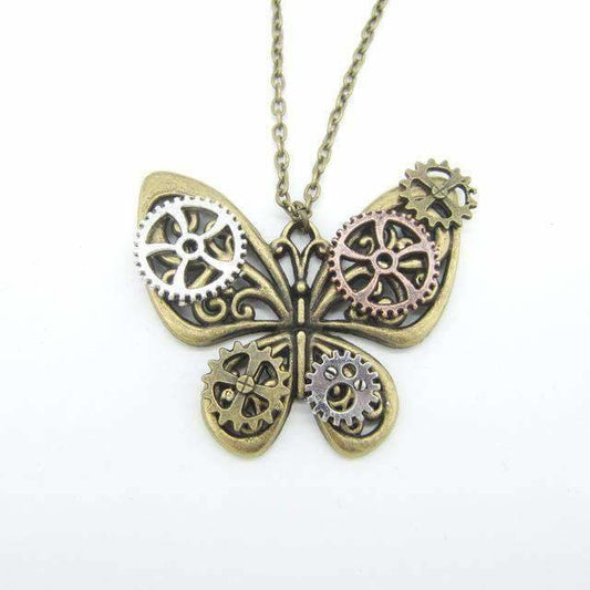 Pendentif Steampunk - Papillon Mécanique