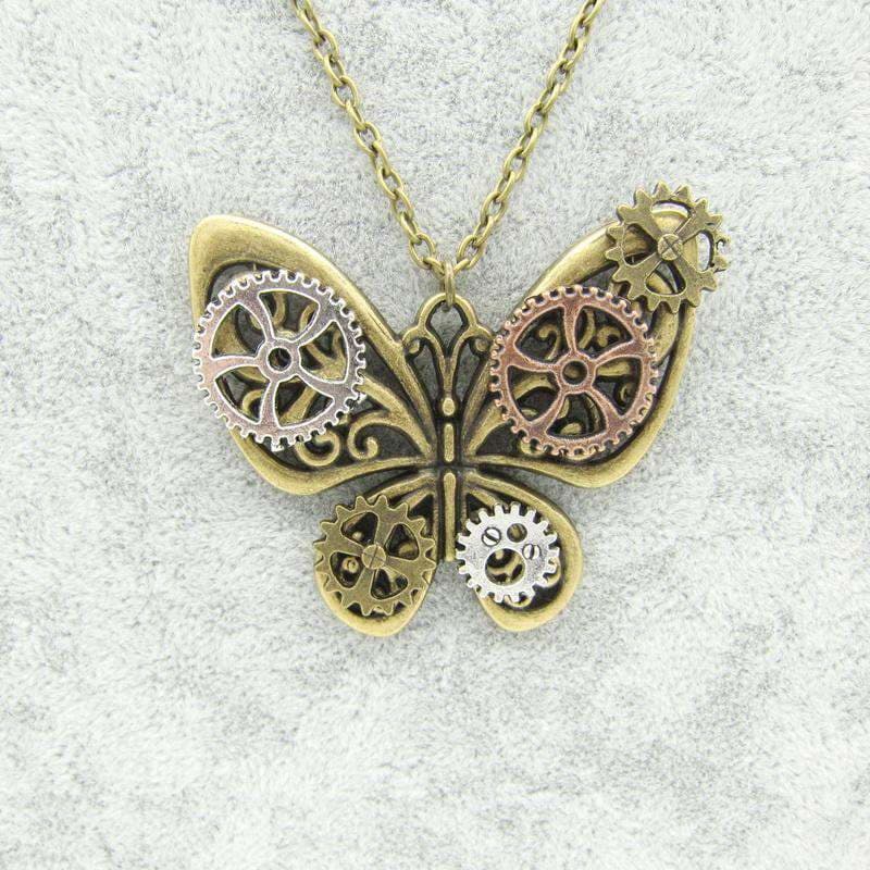 Pendentif Steampunk - Papillon Mécanique